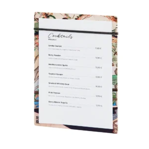 Menuboard mit schwarzem Gummiband bei Gastrotopcard kaufen