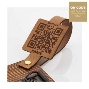 QR Code Präsentation mit Lederlasche