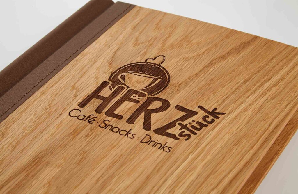 Speisekarte Klemmkarte aus Holz Eiche