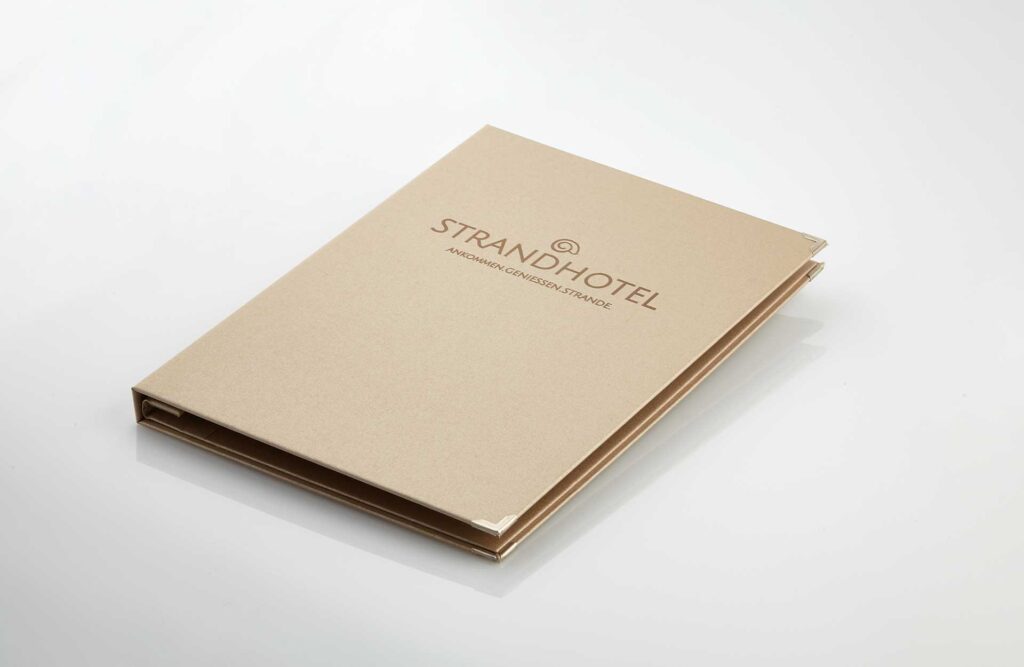 Gastrotopcard Speisekarten Finesso Druckknopfleiste Medici in beige