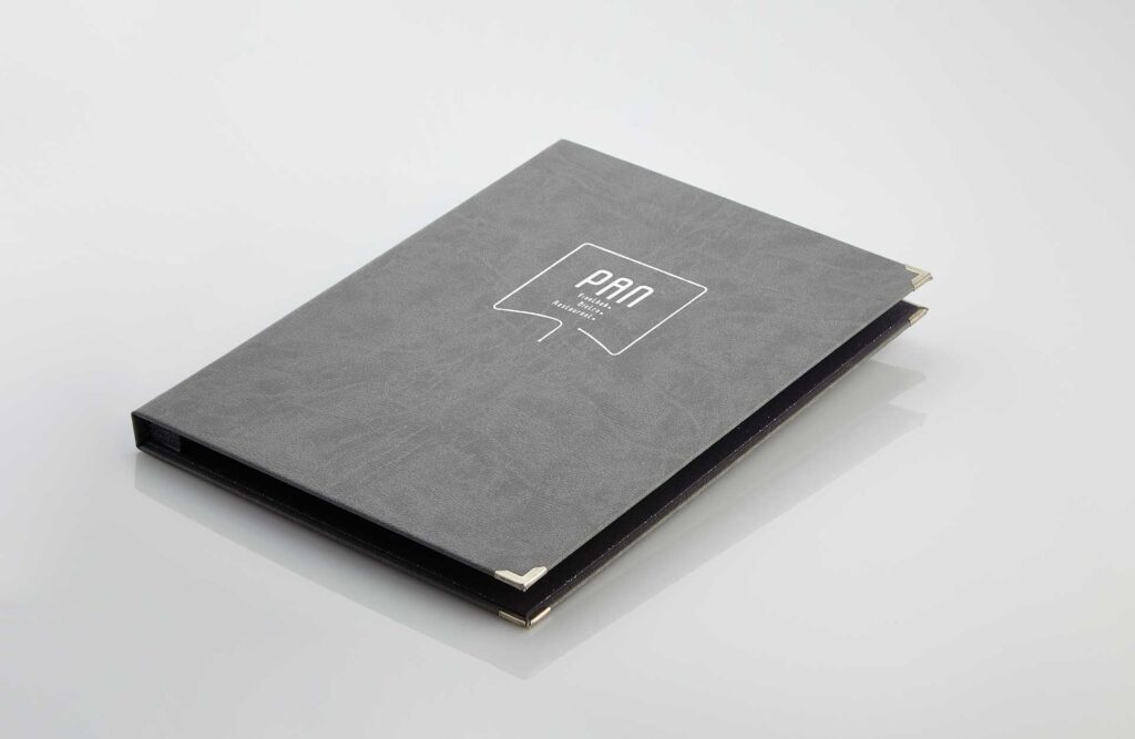 Gastrotopcard Speisekarte Finesso Magnetleiste Weichleder in grau