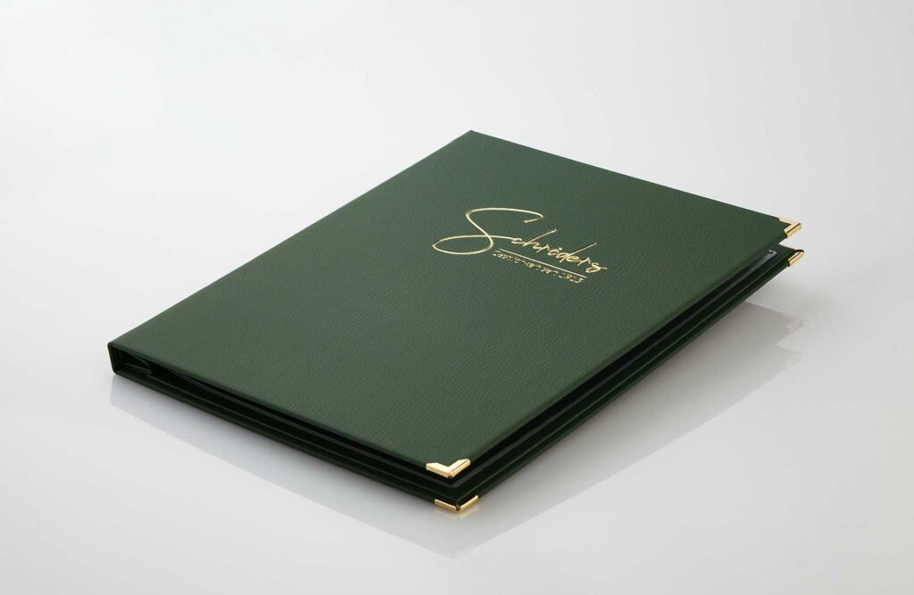 Gastrotopcard Speisekarte Finesso Schraubleiste Designleder in grün