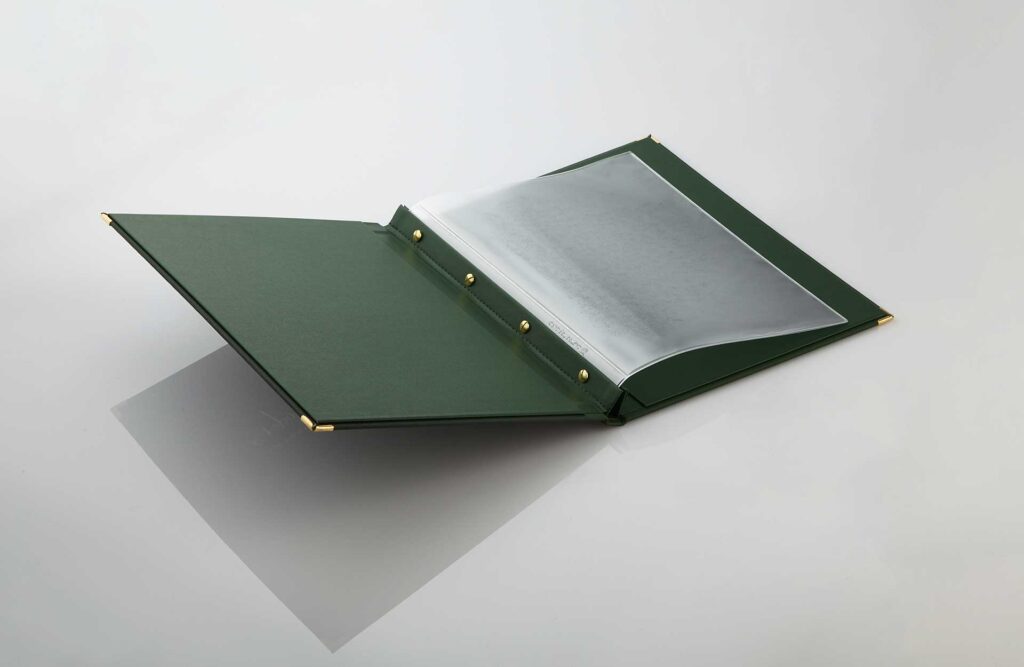Gastrotopcard Speisekarte Finesso Schraubleiste Designleder in grün