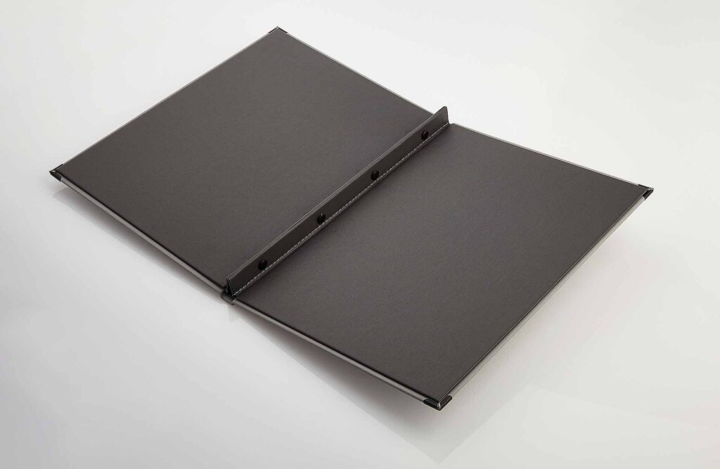Gastrotopcard Speisekarten Finesso Schraubleiste Designleder in Grau