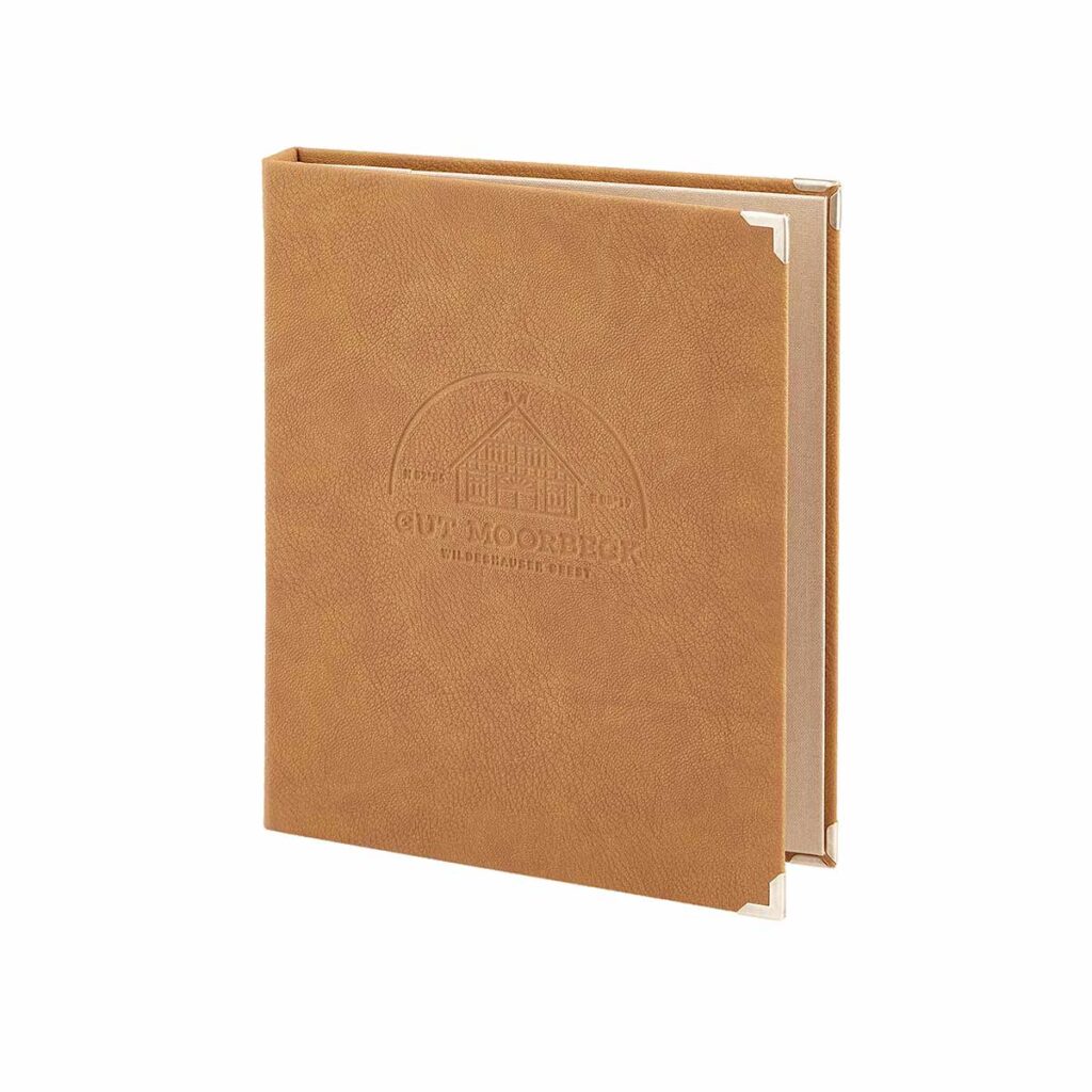 Menu gastrotopcard mg Finesso bouton-bouton de placolet cuir souple