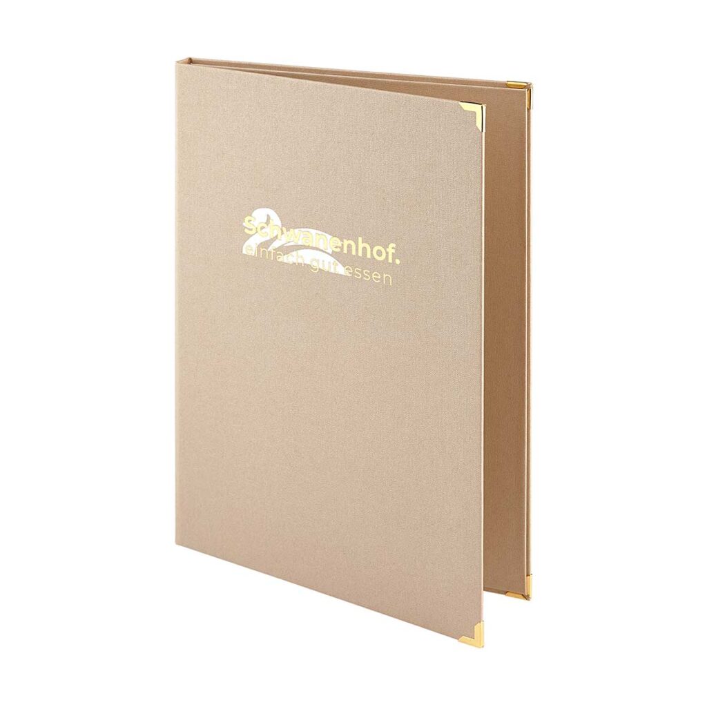 Medici menu in beige with magnetic strip inside