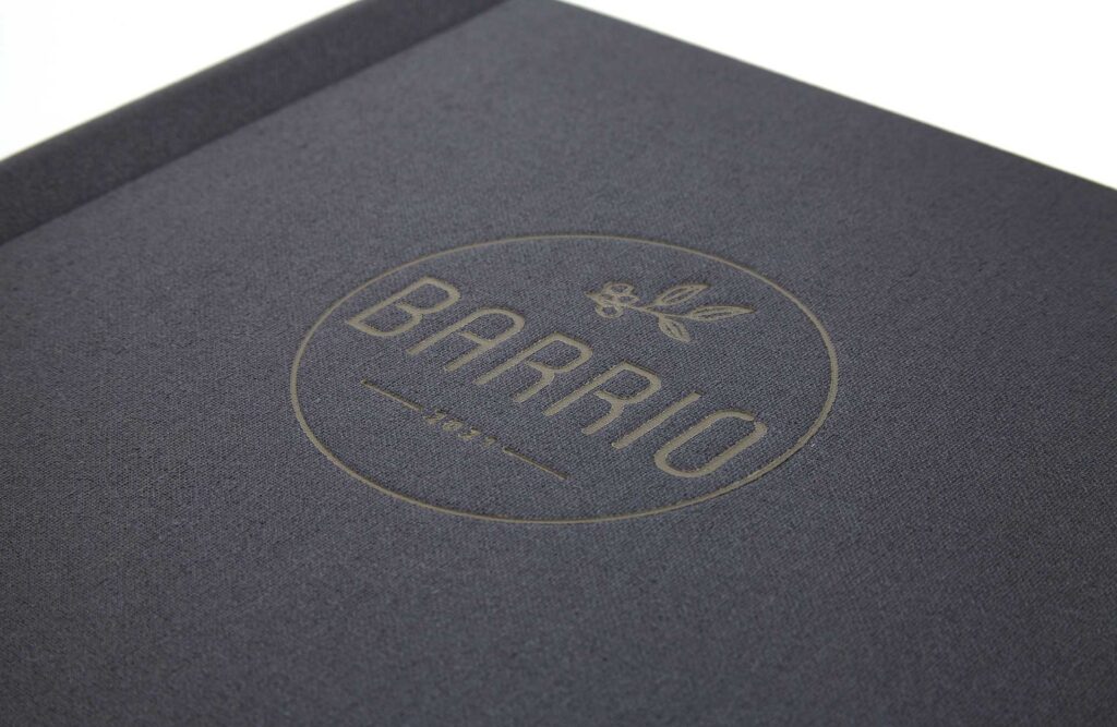 Medici menu in gray with clamp back and rounded corners