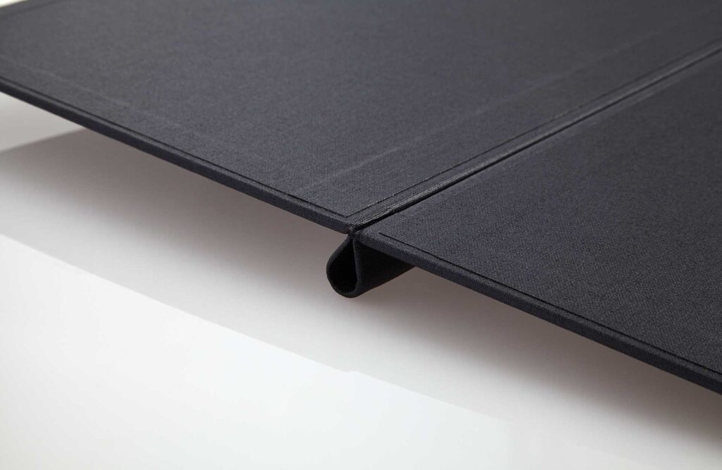 Medici menu in gray with clamp back and rounded corners