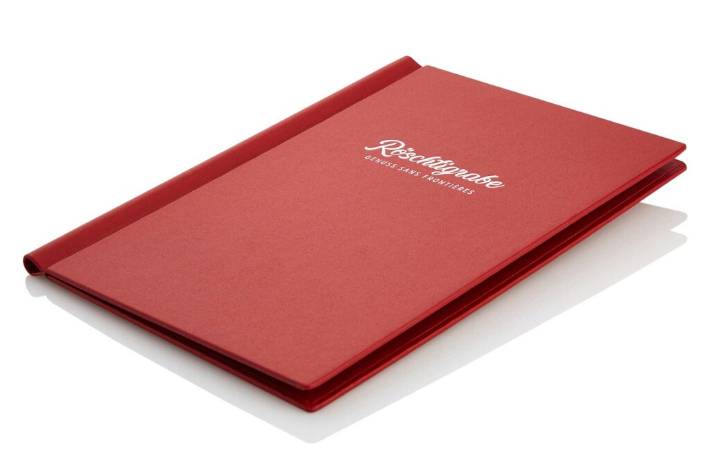 Medici menu in red with clamp back