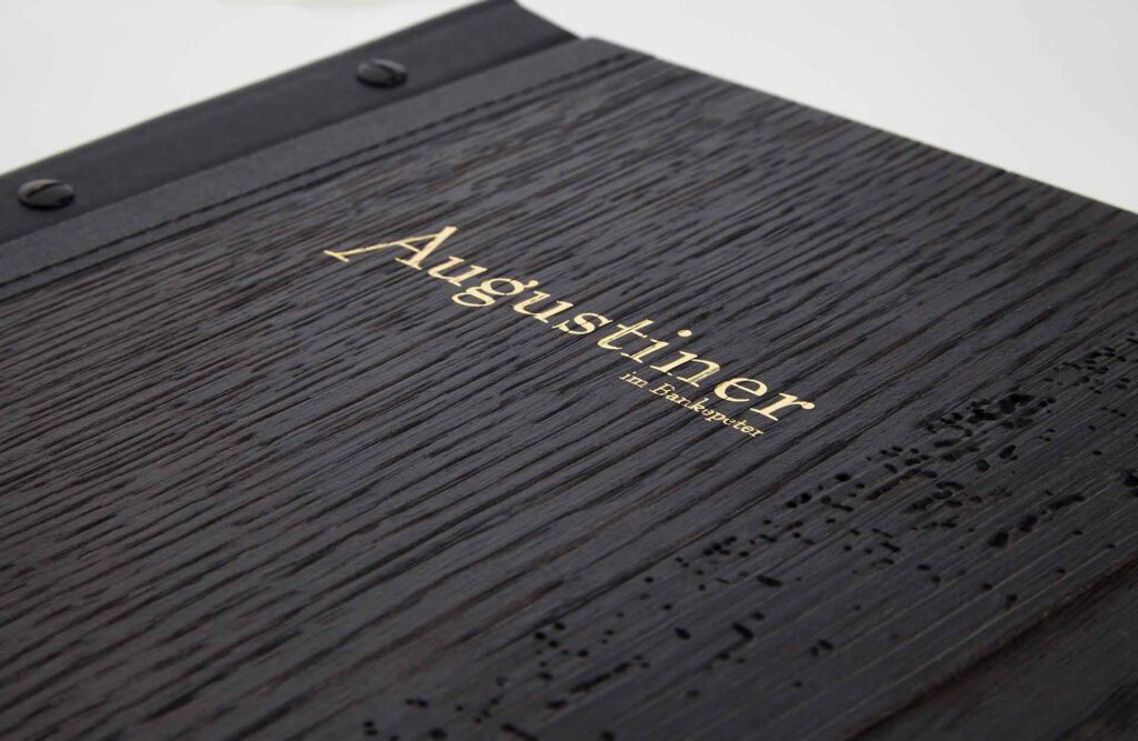 Gastrotopcard Speisekarten Select Woody mit Altholzstreifen