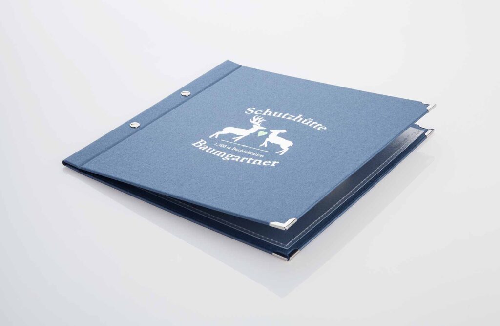 Speisekarte Modell Select in blauem Medici von Gastrotopcard