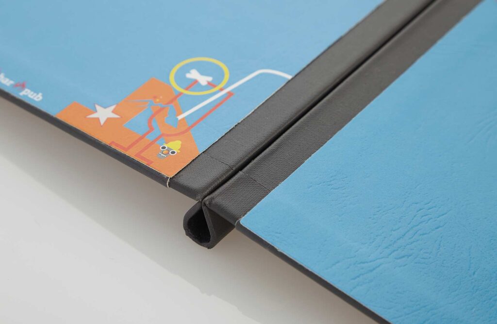 Speisekarte Printkarte Klemmkarte in Blau
