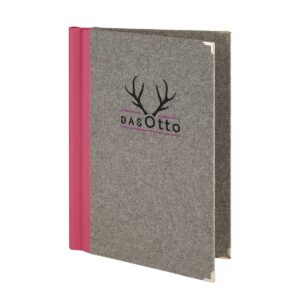Menu Quickfix made of loden wool with embroidery from Gastrotopcard