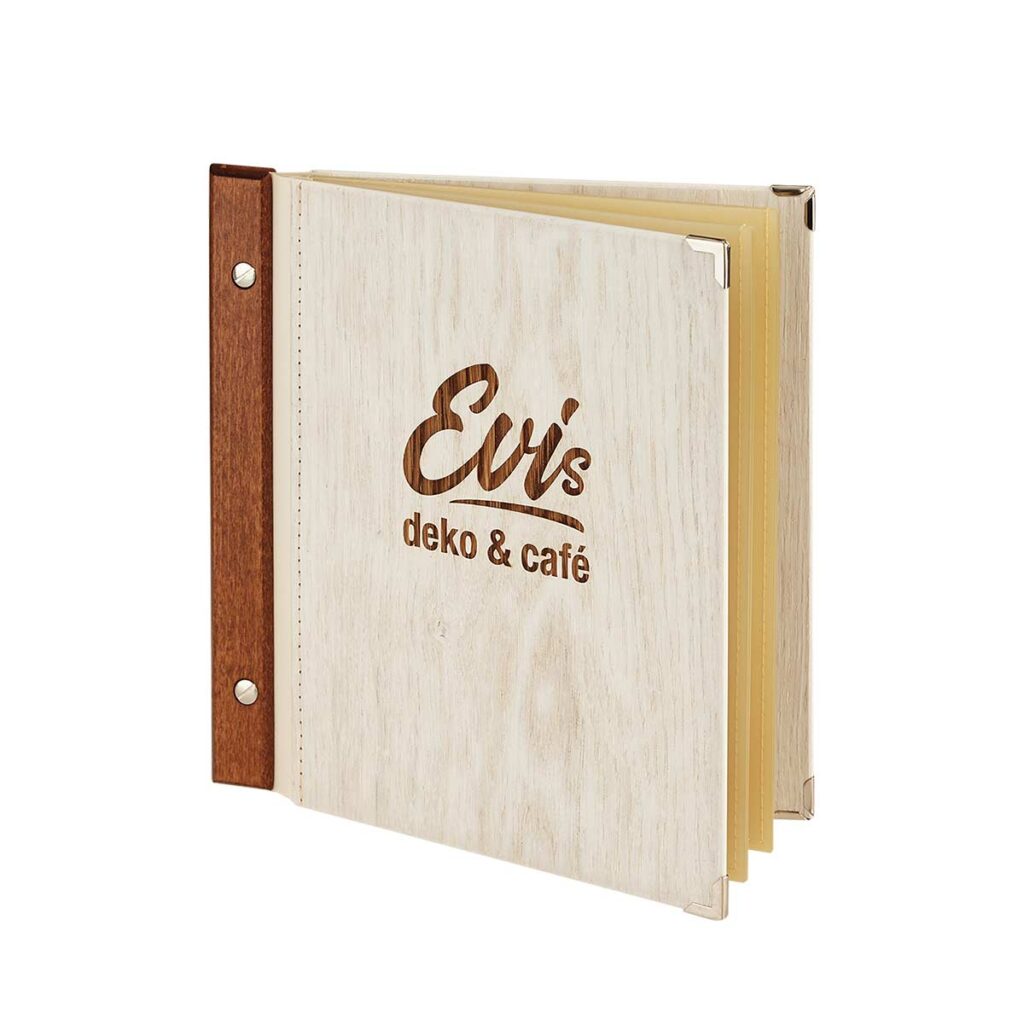 Robuste Speisekarte Modell Jubilar aus Holz von Gastrotopcard