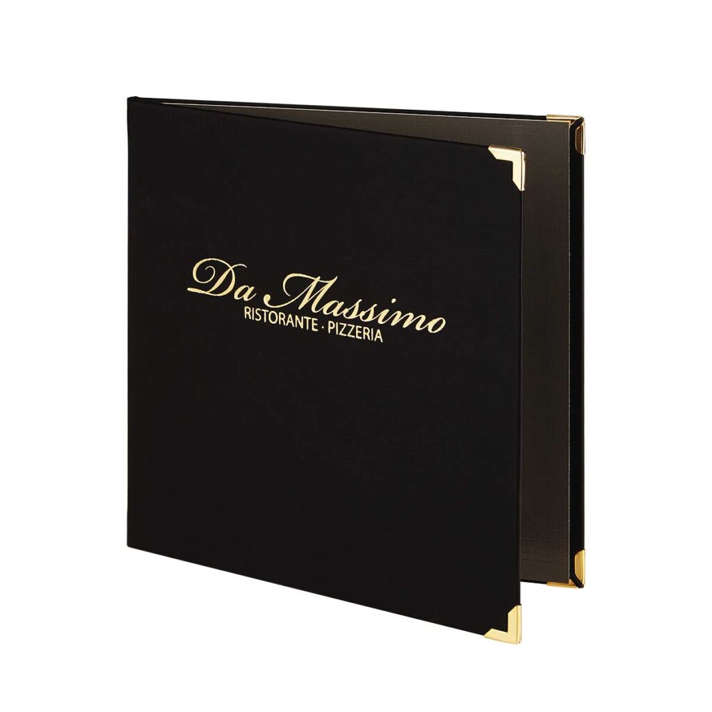 Elegante schwarze Speisekarte von Gastrotopcard