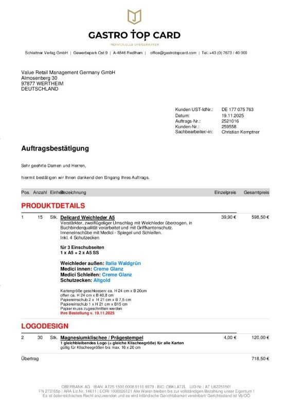 Angebot: 2521016 Value Retail Management Germany GmbH