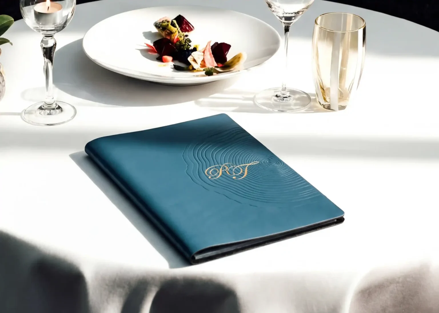 Speisekarte aus Echtleder in blau kaufen bei Gastrotopcard