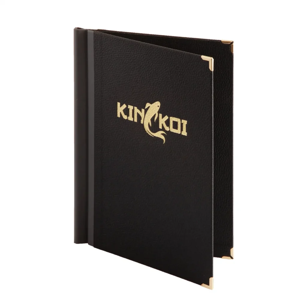 Speisekarte aus Leder in schwarz mit Klemmrücken bei Gastrotopcard kaufen