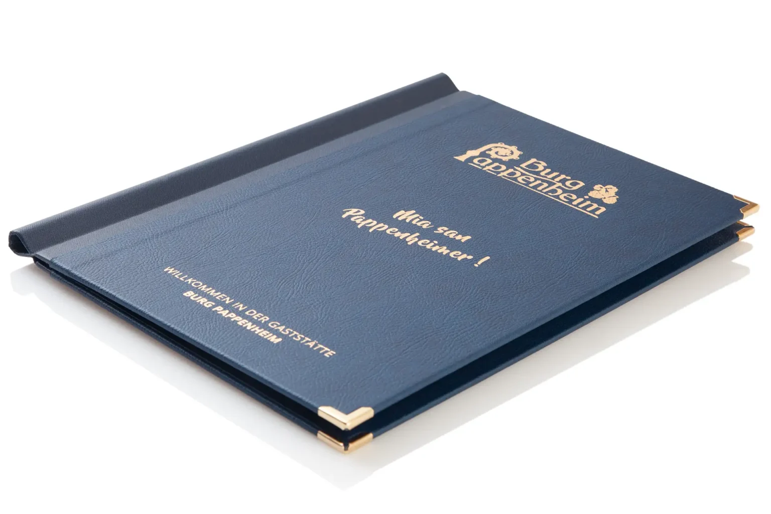 Speisekarten und Menümappen mit goldener Logoveredelung bei Gastrotopcard kaufen