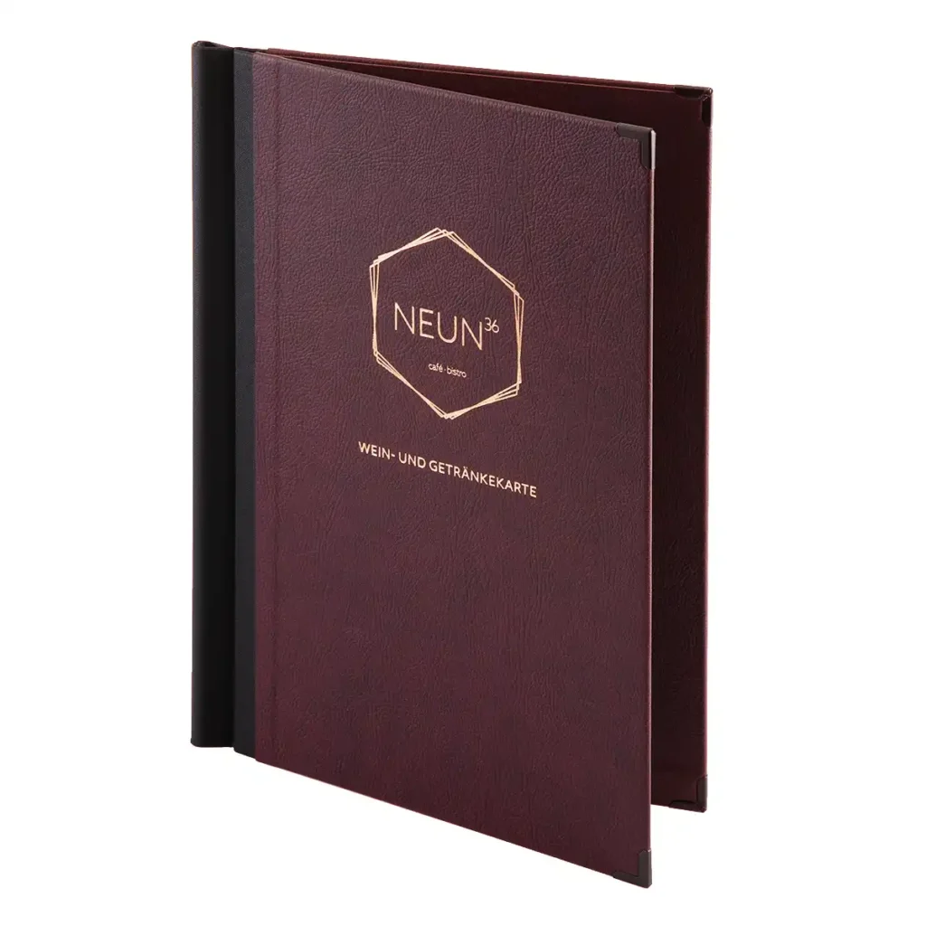 Speisekarte mit individuellem Logo im Metallic-Look bei Gastrotopcard kaufen