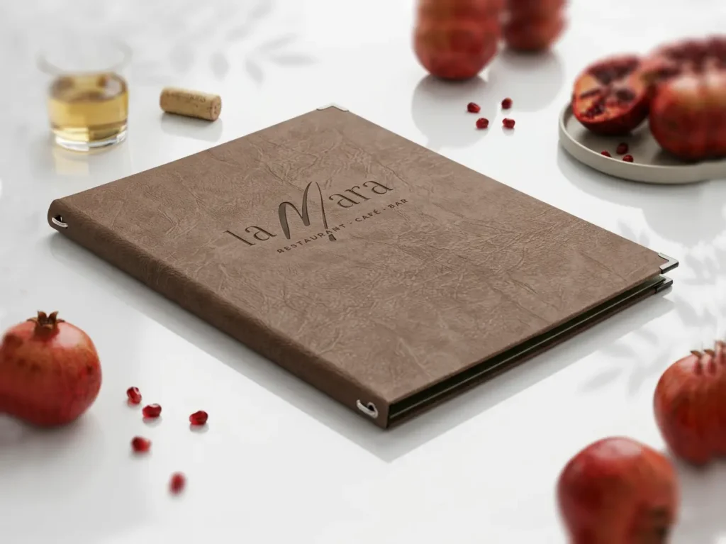 Speisekarten in braun aus Leder mit Kordel bei Gastrotopcard kaufen