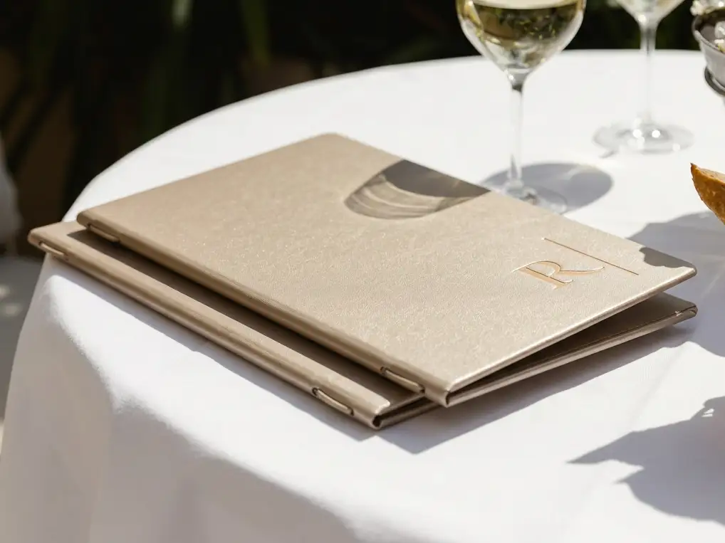 Speisekarten in modernem minimalistischen Look in beige bei Gastrotopcard kaufen