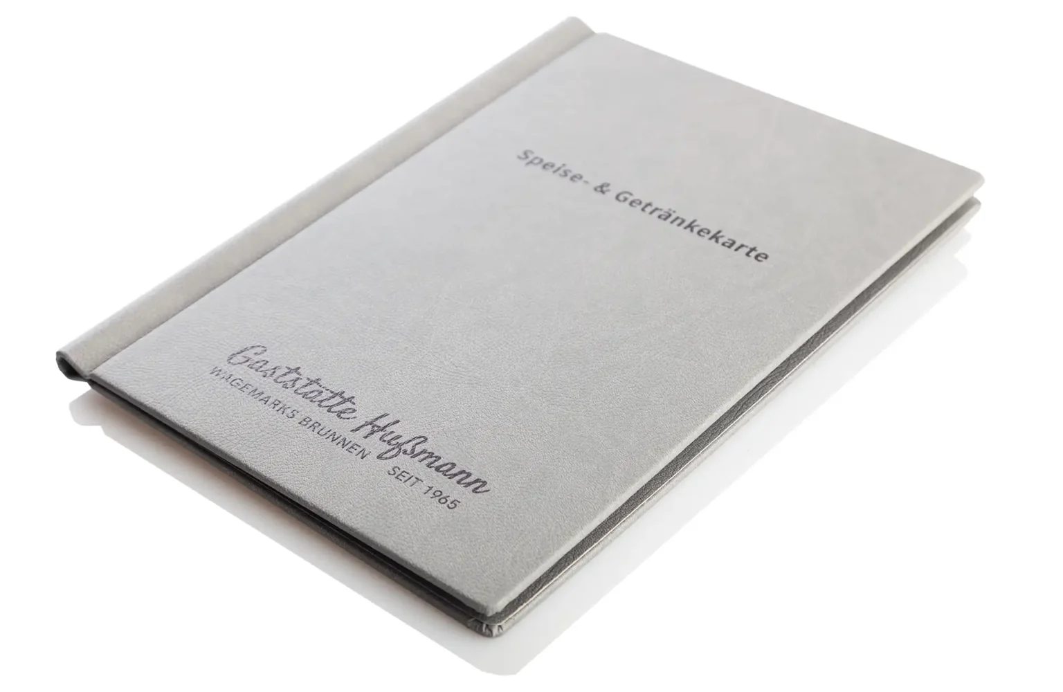Speisekarten in grau aus Leder bei Gastrotopcard kaufen