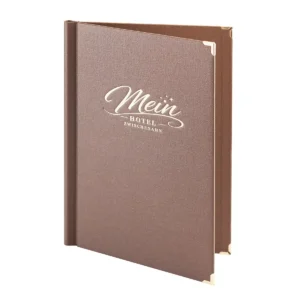 Speisekarten in braun mit Details in gold bei Gastrotopcard kaufen