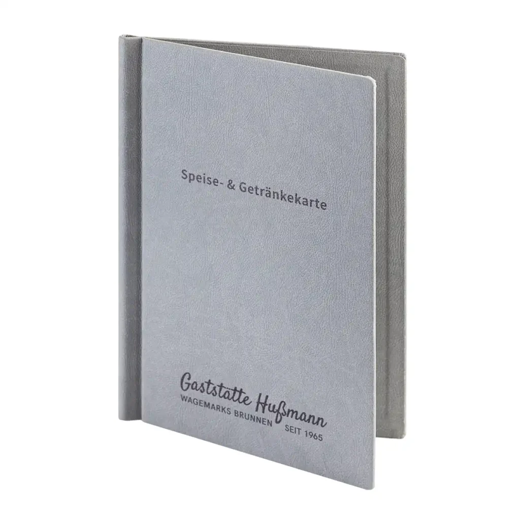 Speisekarten aus grauem Leder in minimalistischem Look bei Gastrotopcard kaufen