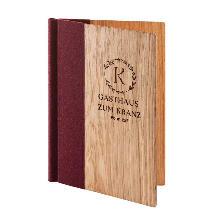 Speisekarten aus Holz mit Lodenrücken kaufen bei Gastrotopcard